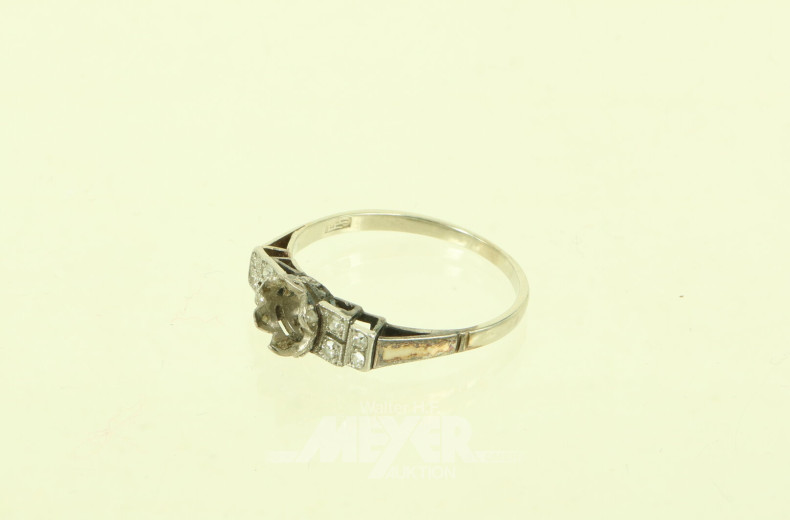 Art Déco-Ring mit kl. Brillanten u. Diamantrosen