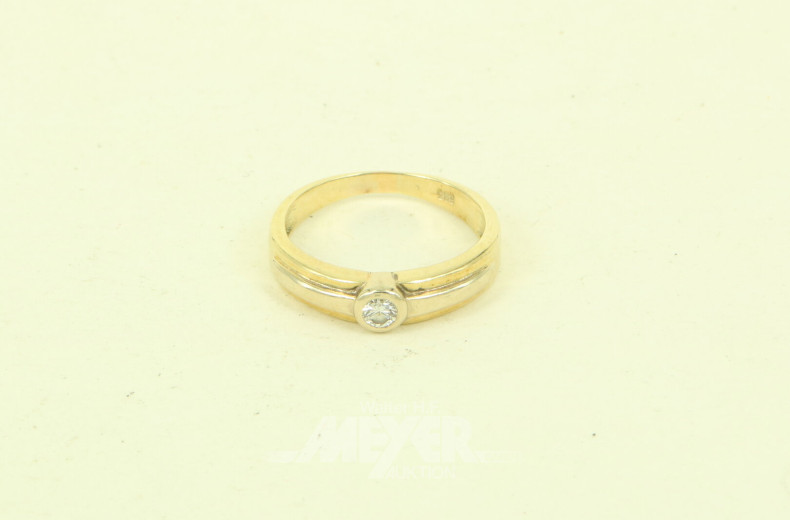 Solitärring, besetzt mit 1 Brillanten von ca. 0,1 ct