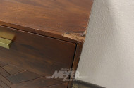 Sideboard in Parkett-Optik auf goldfarbenen Füßen