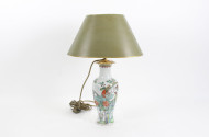 Tischlampe, Porz.-Fuß, krakeliert mit Blumendekor