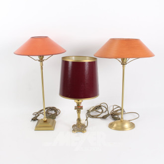 3 versch. Tischlampen, Metallfuß