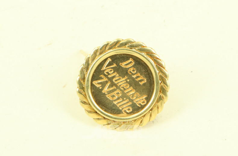 Kl. Brosche mit Widmung 'Dem Verdienste Z. V. Bille'