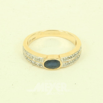 Damenring von Christ mit 1 Saphir u. kl. Brillanten