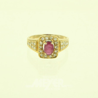 Ring mit 1 Rubien u.kl. Brillanten