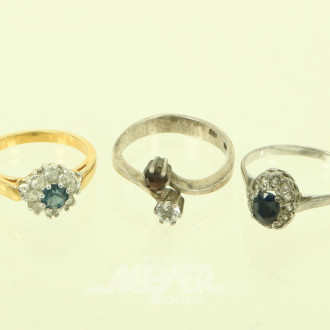 3 Ringe, davon zwei in Silber