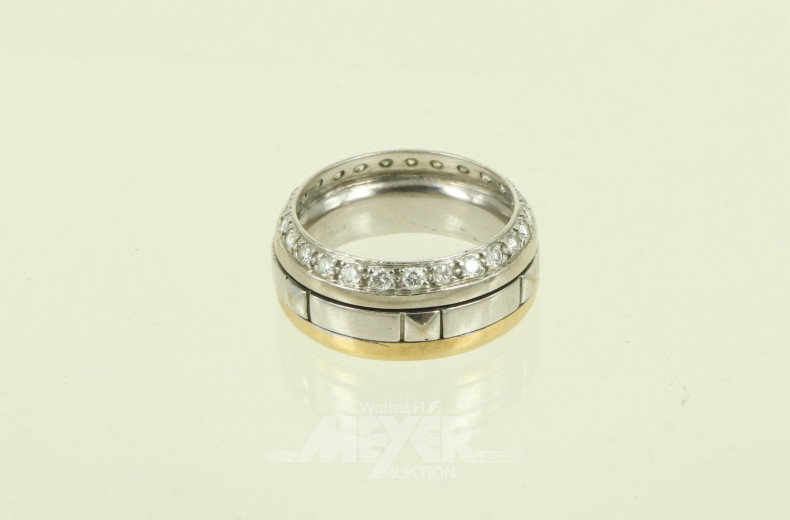 Ring mit Brillantsaum u. beweglicher Mittelschiene