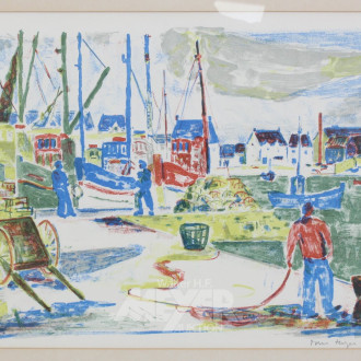Farblithographie 'Am Hafen'