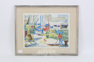 Farblithographie 'Am Hafen'