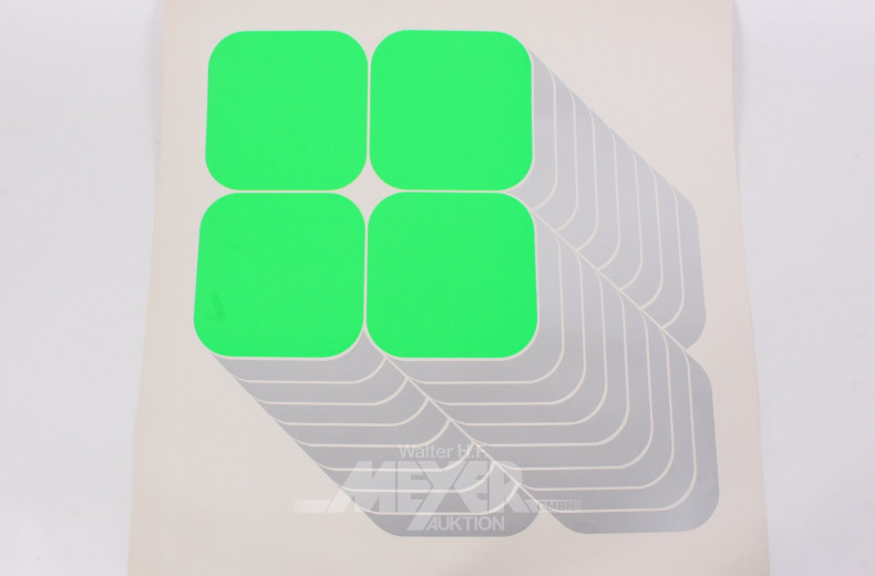 Serigraphie 'Geometrische Komposition in Grün u. Silber'