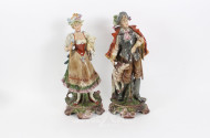 2 Porzellanfiguren 'Herr mit Hund' u. 'Dame mit Lamm'