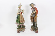 2 Porzellanfiguren 'Herr mit Hund' u. 'Dame mit Lamm'