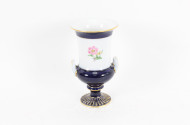 Porzellanvase in Pokalform, kobaltblau mit Blumendekor