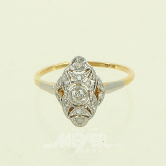 Kl. Ring im Art Déco-Stil, besetzt mit kl. Diamanten