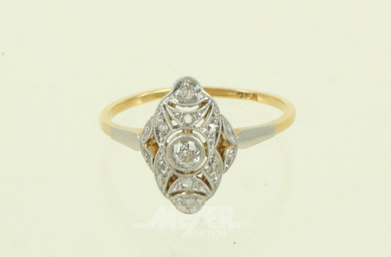 Kl. Ring im Art Déco-Stil, besetzt mit kl. Diamanten