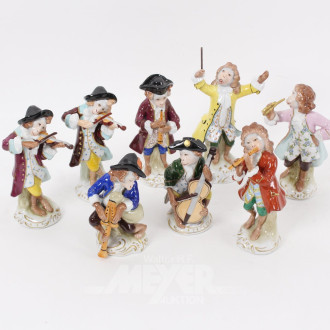 8 Porzellanfiguren 'Affenkapelle'