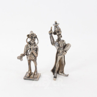 2 Kl. Metallfiguren 'Arzt' u. 'Richter', versilbert