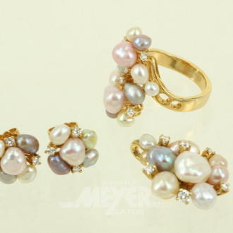 Schmuck-Set, best. aus Ring, Paar Ohrstecker u. 1 Anhänger