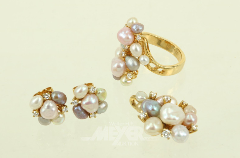 Schmuck-Set, best. aus Ring, Paar Ohrstecker u. 1 Anhänger
