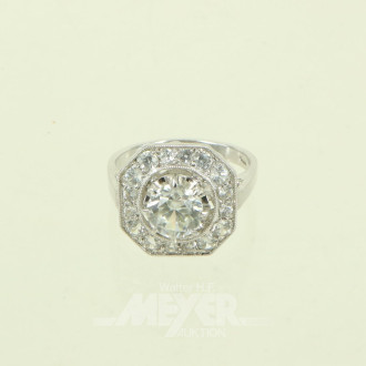 Damenring, 950er Platin, mit Diamantimitationen