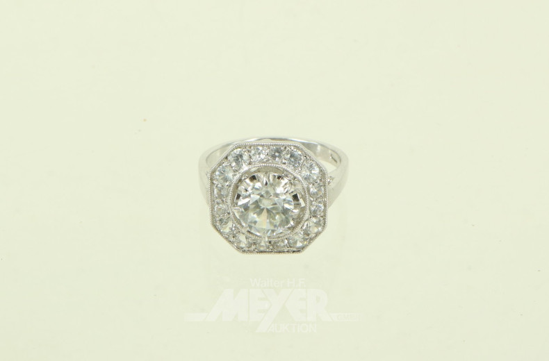 Damenring, 950er Platin, mit Diamantimitationen