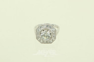 Damenring, 950er Platin, mit Diamantimitationen