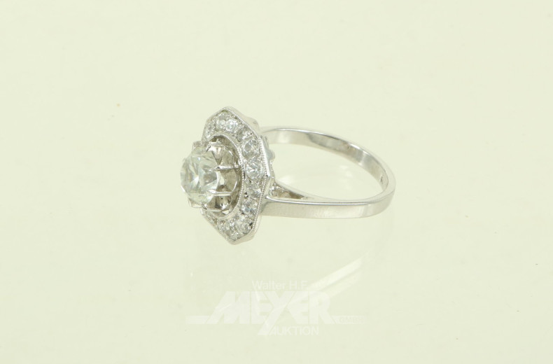 Damenring, 950er Platin, mit Diamantimitationen