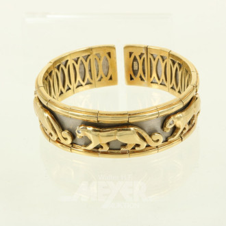Armspange, Metall mit 750er Goldbeschlag und Motiv 'schreitender Panther'