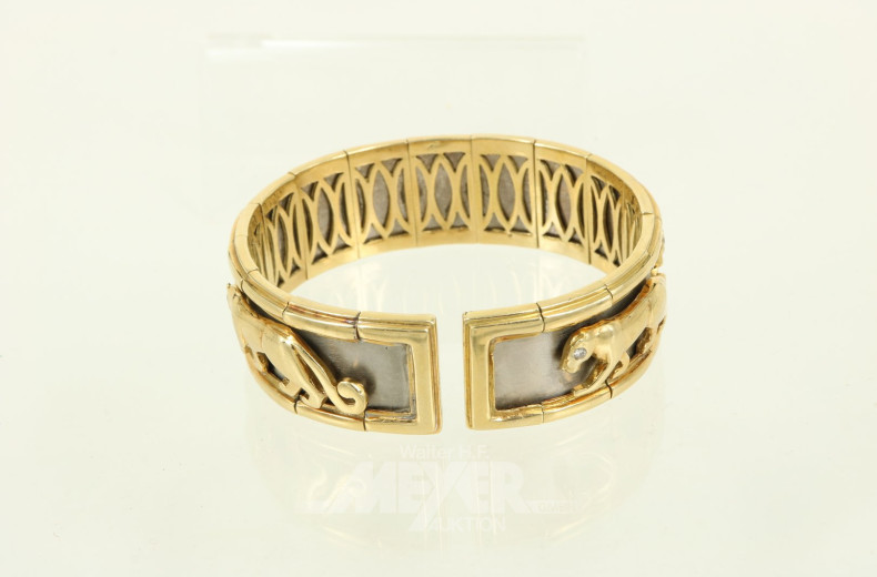Armspange, Metall mit 750er Goldbeschlag und Motiv 'schreitender Panther'