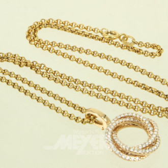 Gliederkette mit Anhänger 'Brillantenkranz'