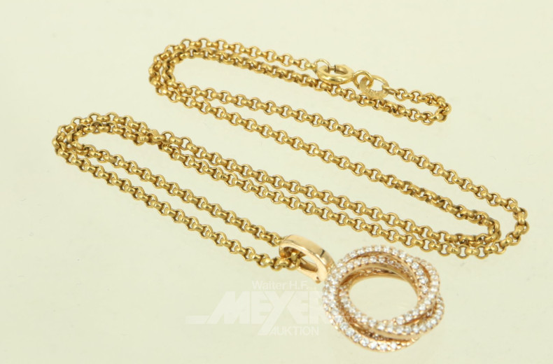 Gliederkette mit Anhänger 'Brillantenkranz'