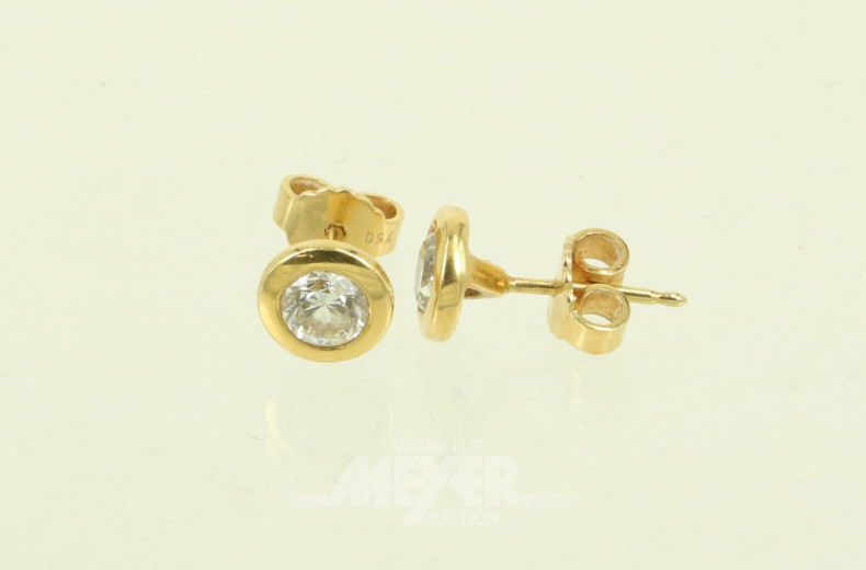 Paar Ohrstecker mit je 1 Diamant von ges. ca. 0.60ct (si-pi)