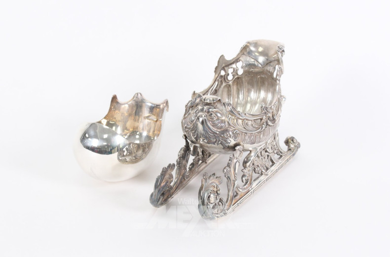 Tafelaufsatz 'Schlitten' in Silber