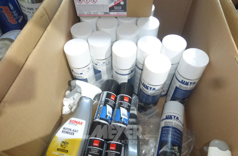 Posten div. Sprays und Pflegemittel, ua. synth. Kriechöle, Montagepaste, Molikote,