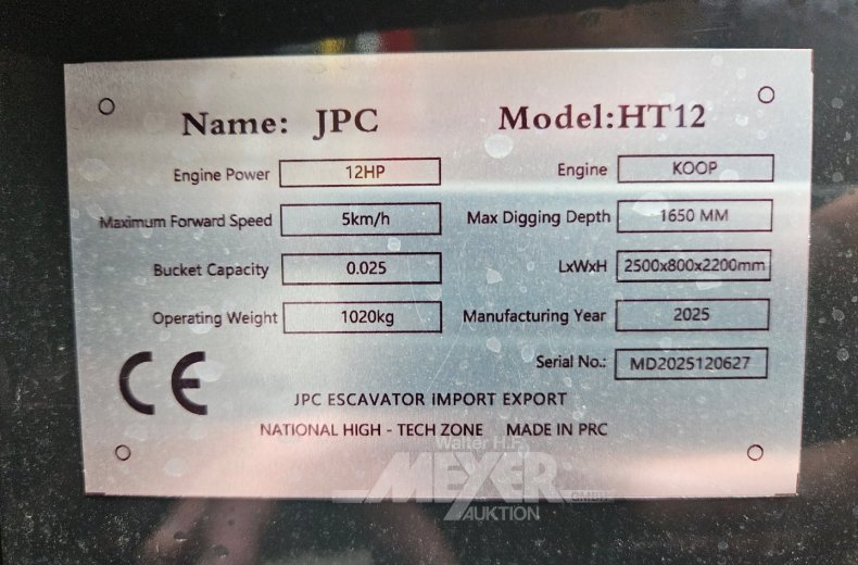 Minikettenbagger JPC AT12