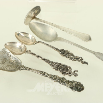 5 Teile Besteck, u.a. Silber