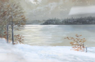 Gemälde/Mischtechnik 'Winterliche Seenlandschaft'