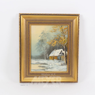 Gemälde "Waldhäuschen im Winter"