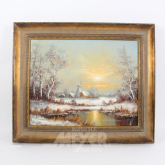 Gemälde "Winterliche Landschaft mit Mühle"