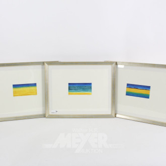 Bilderserie, 3-tlg. "Stilisierte Landschaften u. Meeresansicht"