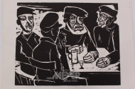 Linolschnitt 'In der Kneipe'