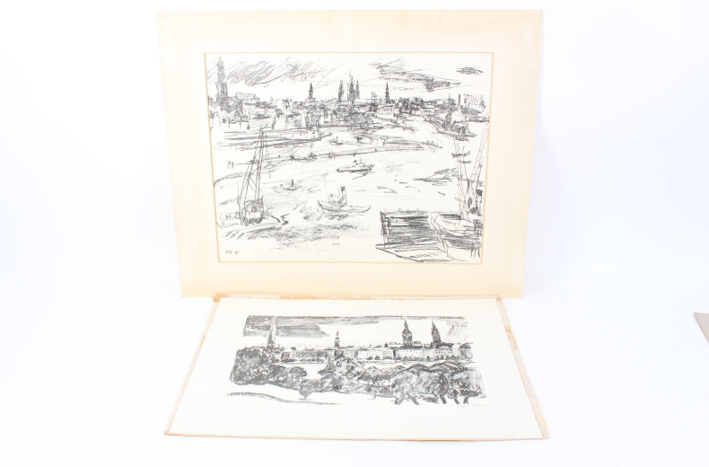 2 Druckgrafiken 'Blick auf die Hamburger Binnenalster'