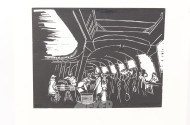 Holzschnitt 'Unter der Hamburger S-Bahn'