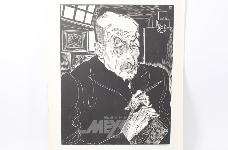 Holzschnitt 'Porträt von Max Liebermann'
