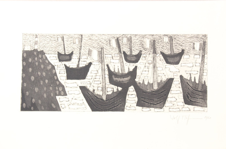 6 Druckgrafiken mit maritimen Motiven