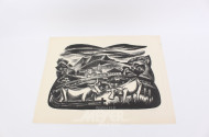 Mappe mit div. abstrakten u. landschaftlichen Radierungen, Lithographien etc.