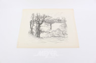Mappe mit div. abstrakten u. landschaftlichen Radierungen, Lithographien etc.