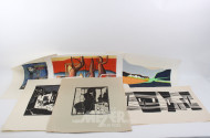 Konvolut loser Druckgraphiken: u.a. Serigraphien, Holz- u. Lenolschnitte (7 Stück)