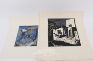 Konvolut loser Druckgraphiken: u.a. Serigraphien, Holz- u. Lenolschnitte (7 Stück)