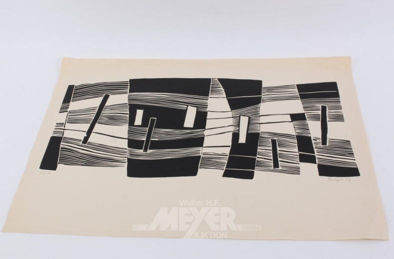 Konvolut loser Druckgraphiken: u.a. Serigraphien, Holz- u. Lenolschnitte (7 Stück)