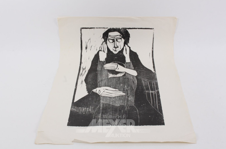 Konvolut loser Druckgraphiken: u.a. Serigraphien, Holz- u. Lenolschnitte (7 Stück)